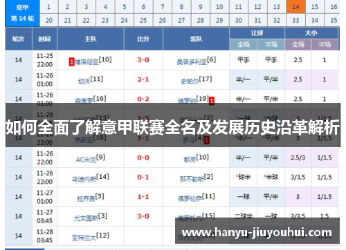 如何全面了解意甲联赛全名及发展历史沿革解析