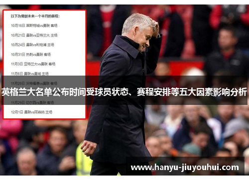 英格兰大名单公布时间受球员状态、赛程安排等五大因素影响分析 英格兰大名单公布时间受球员状态、赛程安排等五大因素影响分析