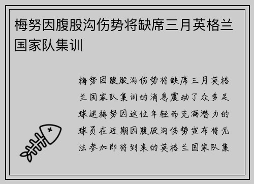 梅努因腹股沟伤势将缺席三月英格兰国家队集训 梅努因腹股沟伤势将缺席三月英格兰国家队集训